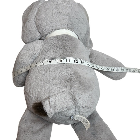 Pottery Barn Kids PBK Gray Elephant Beaded Feet Soft Grey Plush Bow Stuffed BIG - Picture 11 of 15